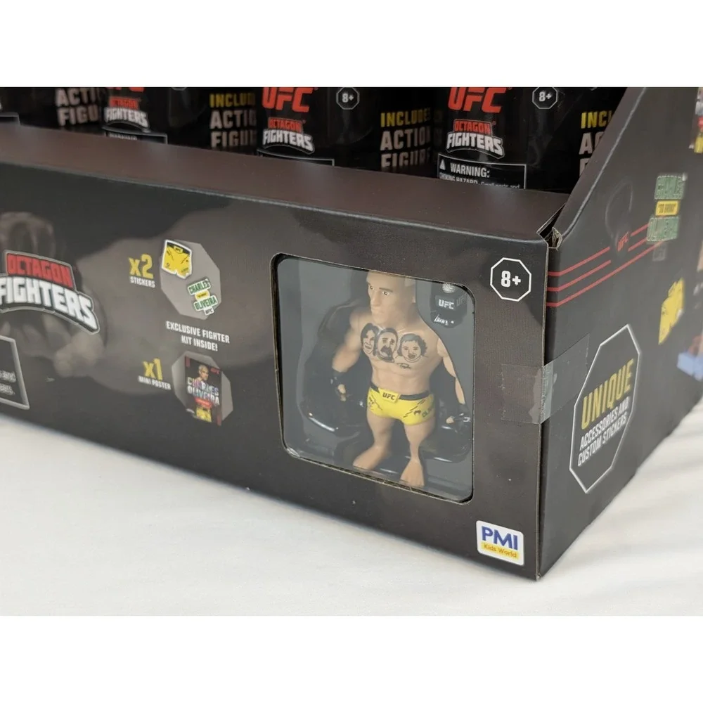 UFC Octagon Fighters Display Case & 8 SEALED Blind Pack Figure MMA Fighting 2025